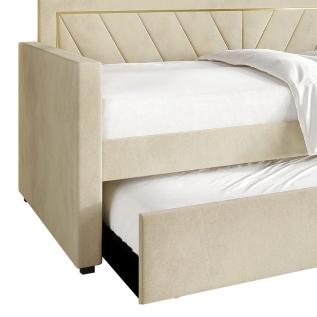 Elegant Velvet Upholstered Twin Daybed with Trundle