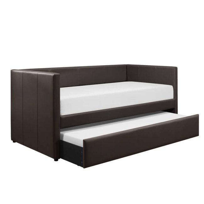 Elon Faux Leather Upholstered Daybed with Trundle