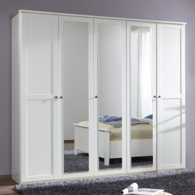 Exeter sleek 5 Door Wardrobe in White