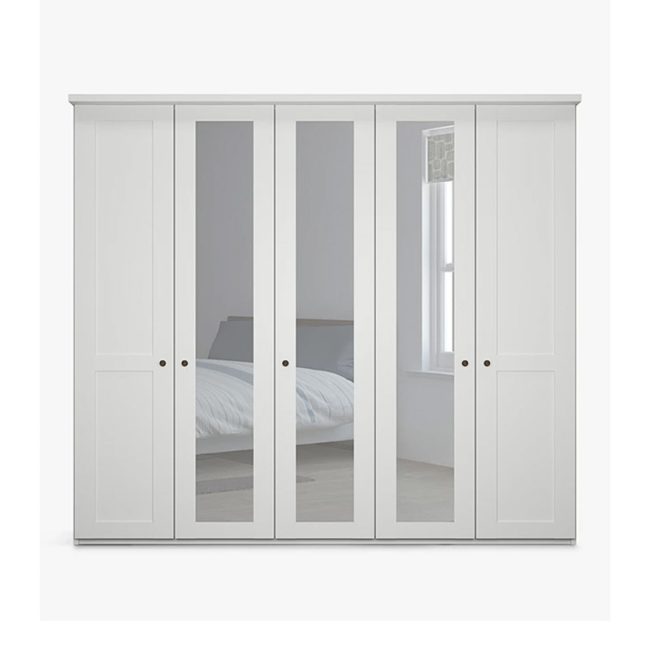 Exeter sleek 5 Door Wardrobe in White