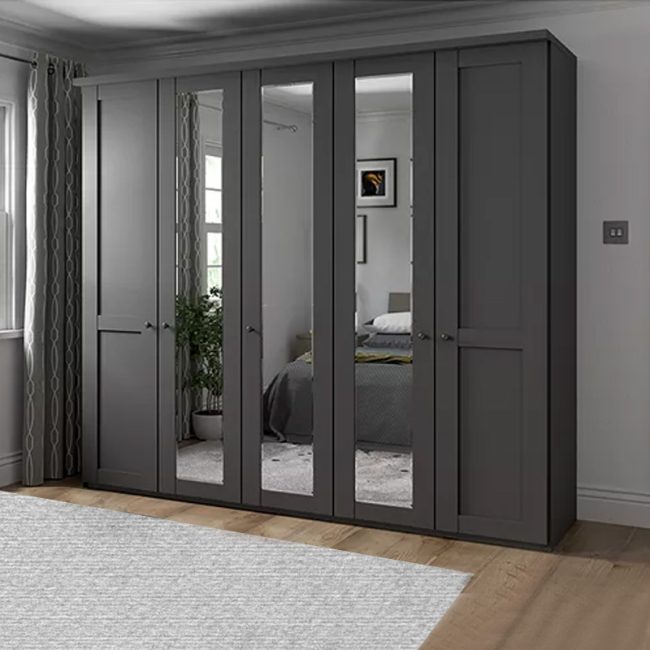 Exeter sleek 5 Door Wardrobe in White