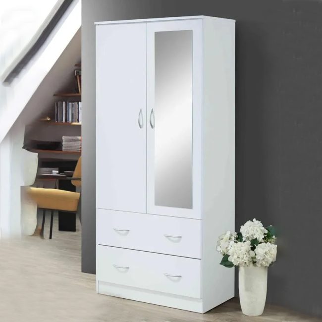 FSM 2 Door Wardrobe with Mirror & 2 Drawers