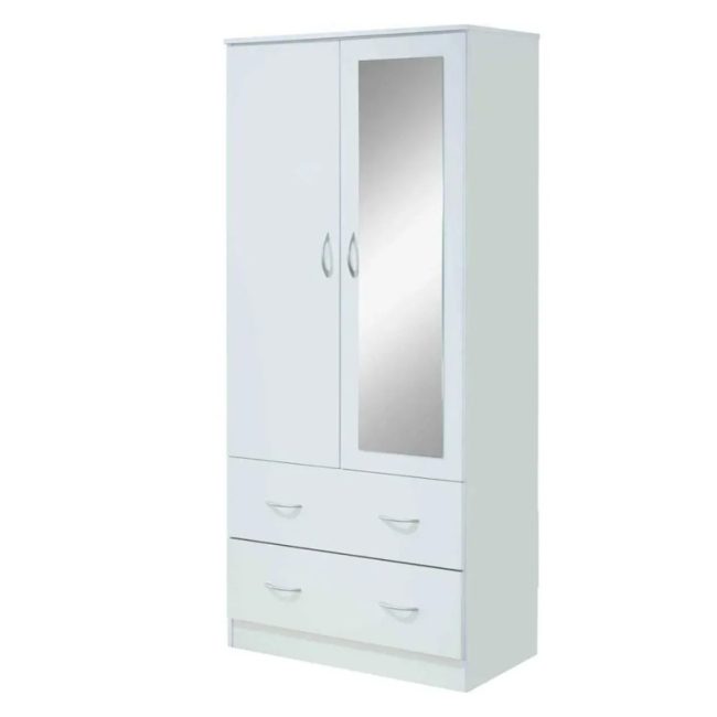 FSM 2 Door Wardrobe with Mirror & 2 Drawers