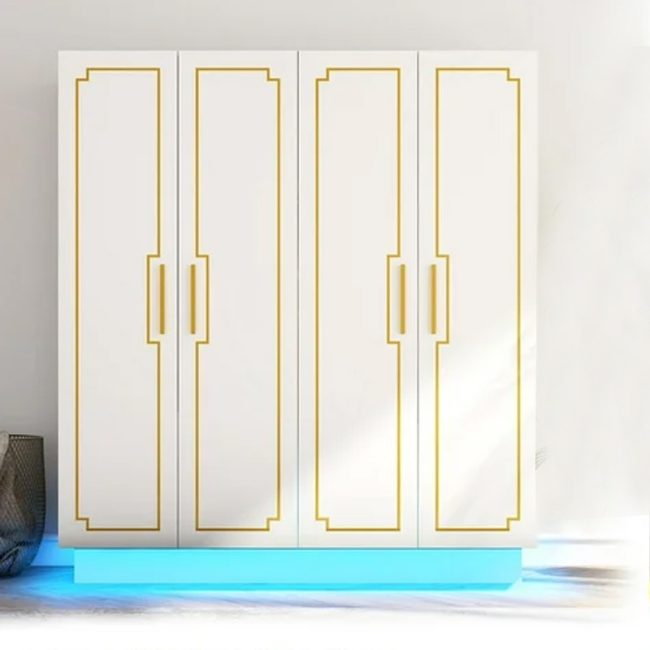 FSM 4 Door Wardrobe Armoire with Golden Line Design