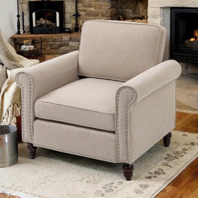 FSM Linen Upholstered Armchair