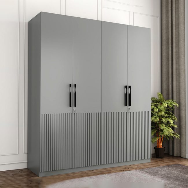 FSM Vertical Lined Design 4 Door Wardrobe