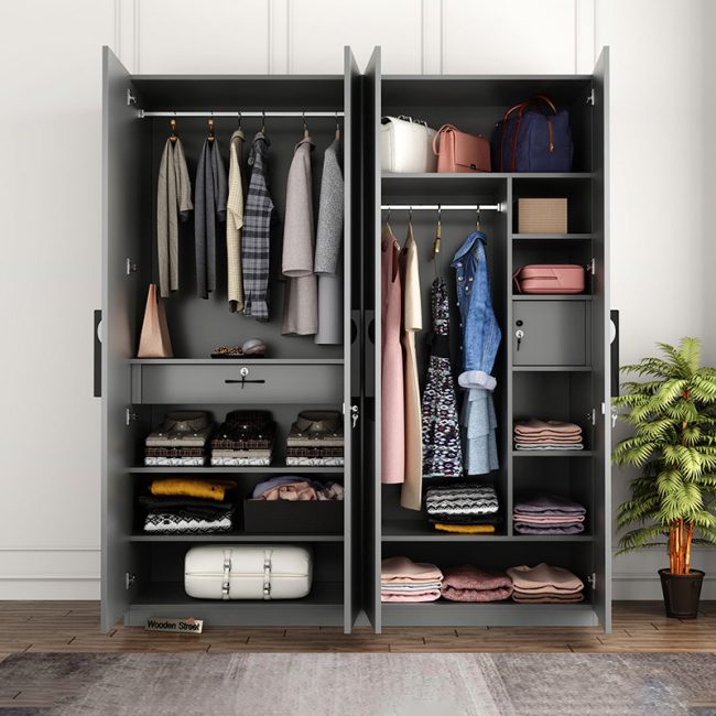 FSM Vertical Lined Design 4 Door Wardrobe