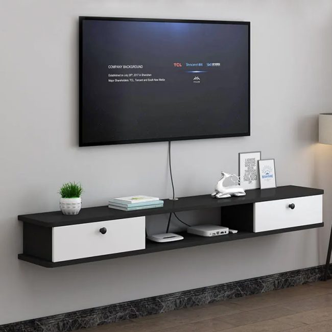 FSM Wall Mounted TV Cabinet in Black Finish