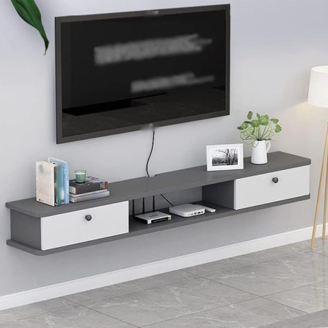 FSM Wall Mounted TV Cabinet in Black Finish