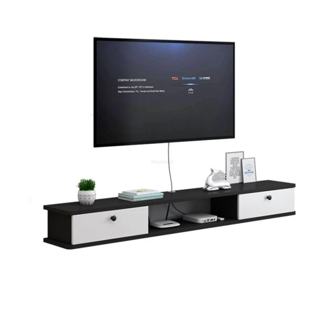 FSM Wall Mounted TV Cabinet in Black Finish