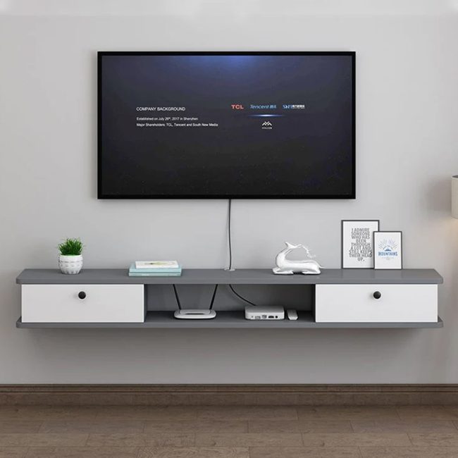 FSM Wall Mounted TV Cabinet in Black Finish