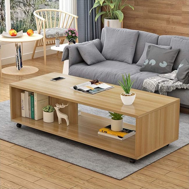 Fashionable Open Rack Center Table with Wheels