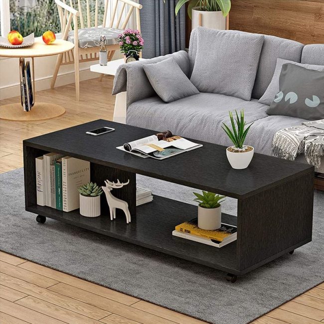 Fashionable Open Rack Center Table with Wheels