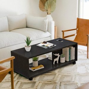 Shop now Fashionable Open Rack Center Table with Wheels