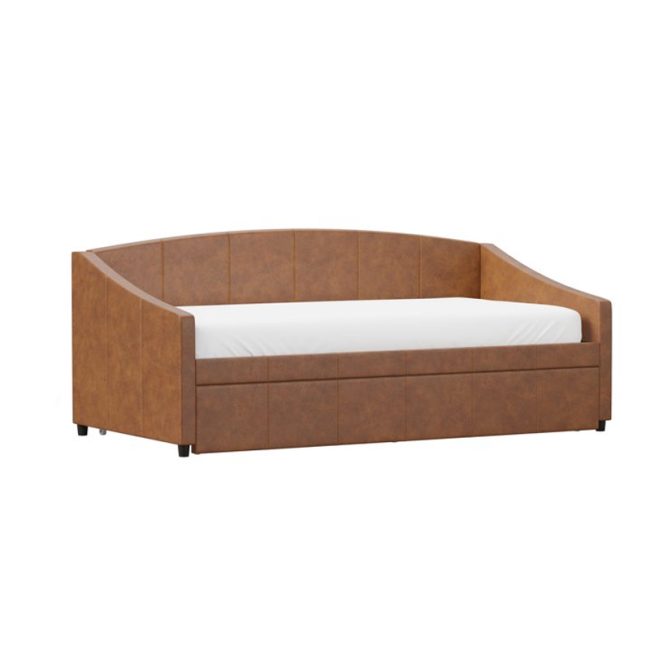 Faux Leather Upholstered Twin Daybed with Trundle