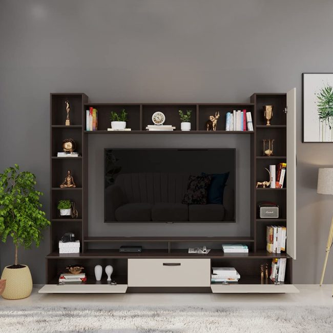 Fenily Entertainment TV Cabinet with Shelves