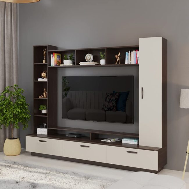 Fenily Entertainment TV Cabinet with Shelves