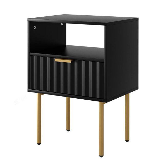 Fluted Nightstand with Gold Legs