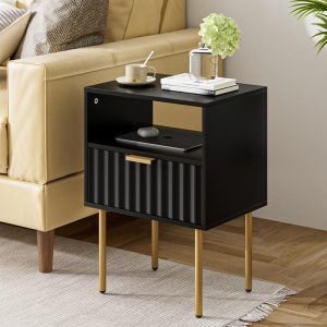 Order now Fluted Nightstand with Gold Legs