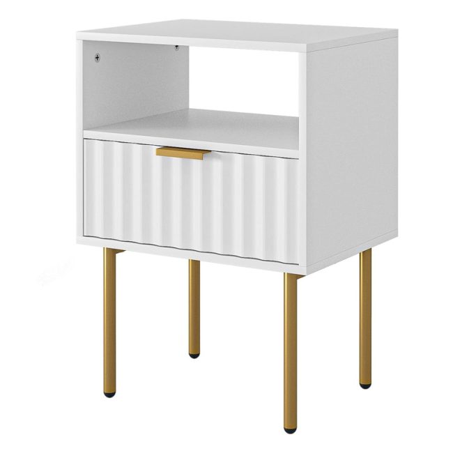 Fluted Nightstand with Gold Legs