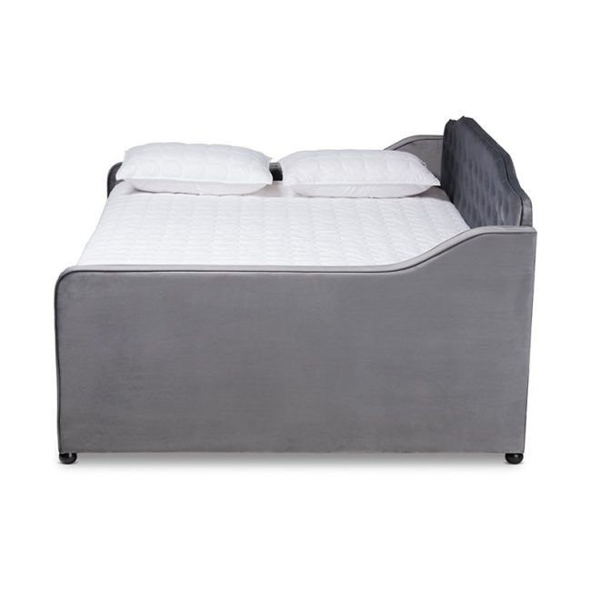 Freda Transitional Grey Velvet Daybed