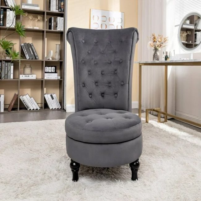 High Back Vanity Velvet Accent Chair