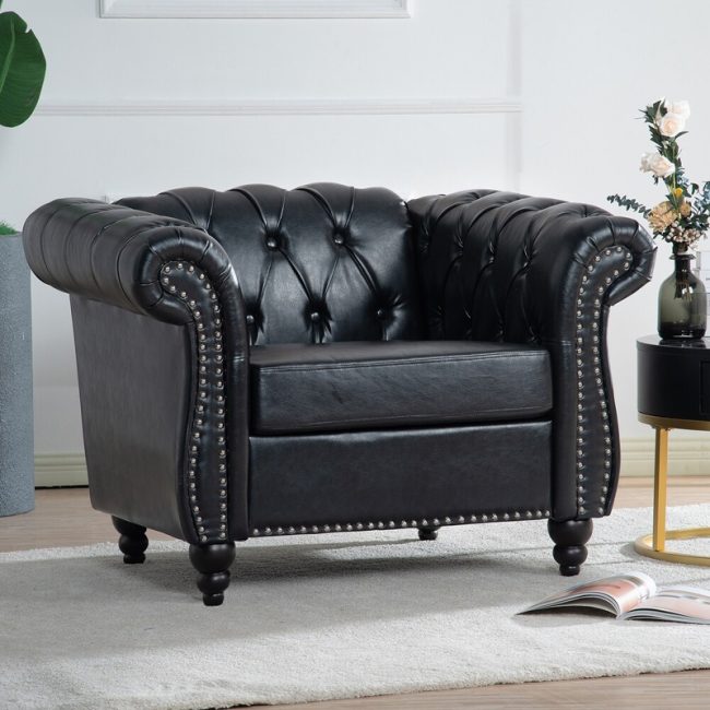 Living Room Rolled Arms Accent Armchair