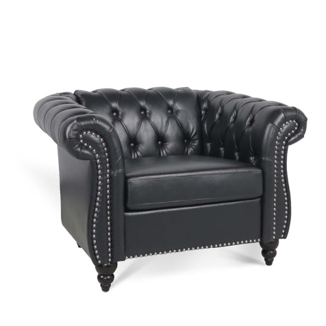 Living Room Rolled Arms Accent Armchair