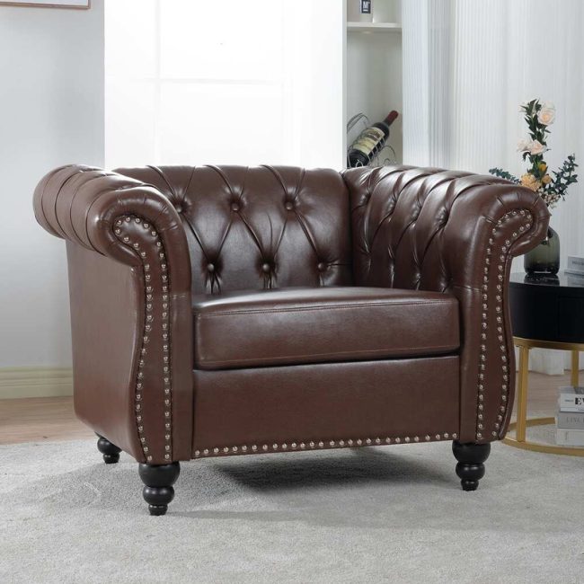 Living Room Rolled Arms Accent Armchair