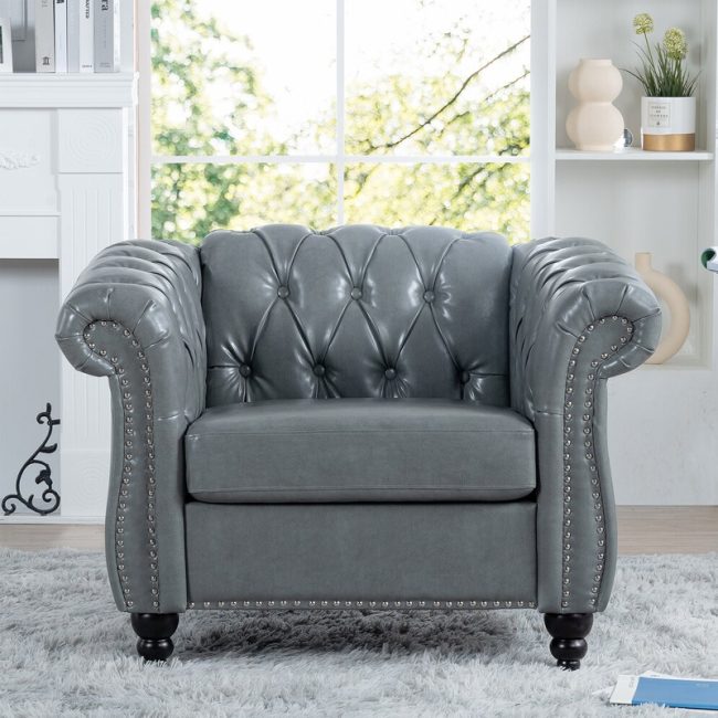 Living Room Rolled Arms Accent Armchair