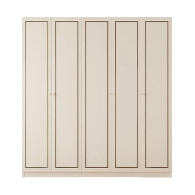 Luxurious Gold White 5 Door Wardrobe