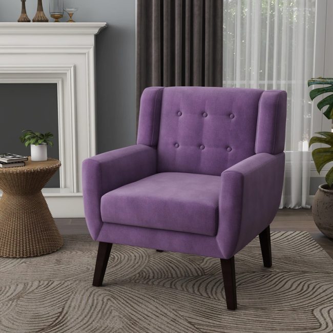 Luxurious Tufted Velvet Upholstered Armchair