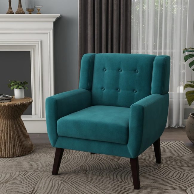 Luxurious Tufted Velvet Upholstered Armchair