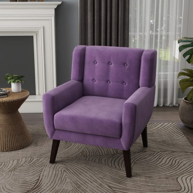 Luxurious Tufted Velvet Upholstered Armchair