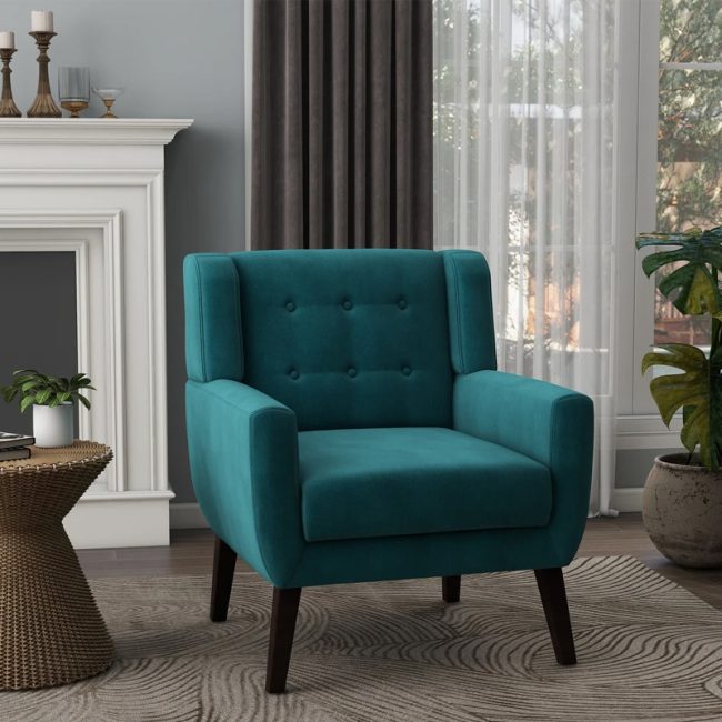 Luxurious Tufted Velvet Upholstered Armchair