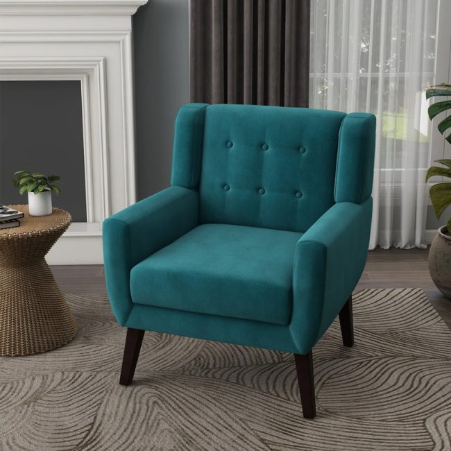 Luxurious Tufted Velvet Upholstered Armchair