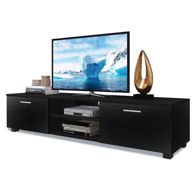 Media Console Table with Open Storage Shelves