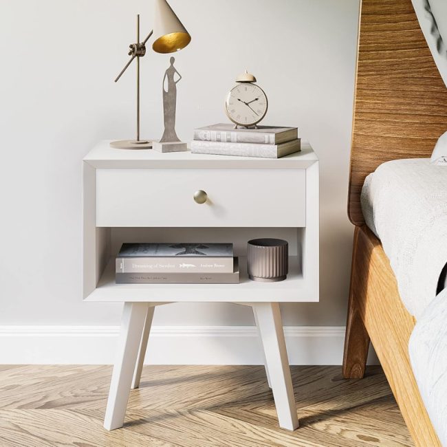 Mid Century Modern 1 Drawer Nightstand