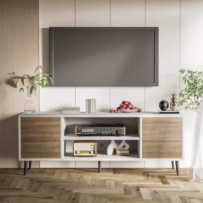 Mid-Century Modern TV Cabinet with Storage