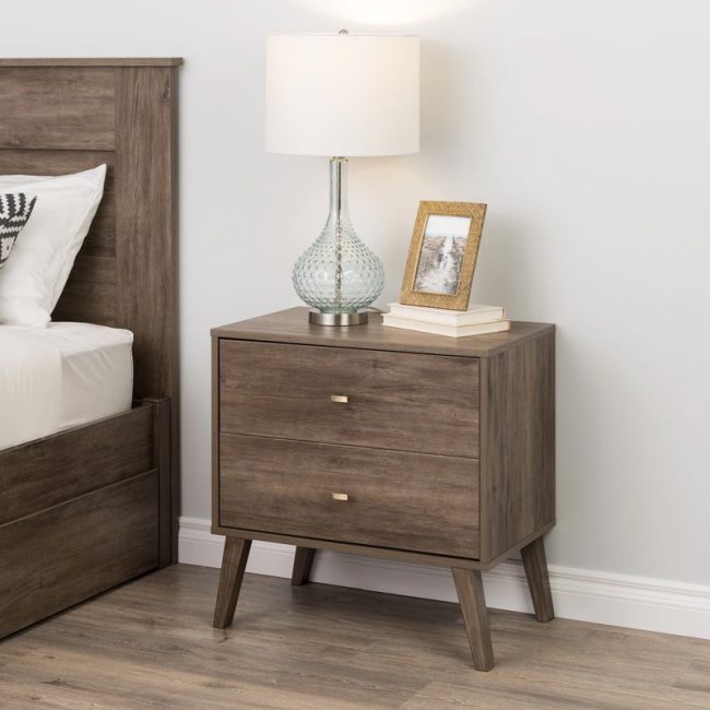 Milo Mid-Century Modern 2 Drawer Nightstand