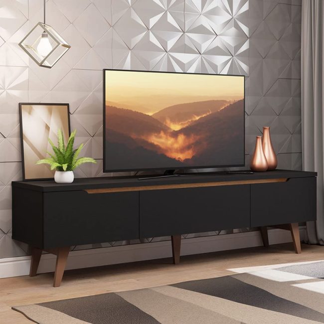 Minimalist TV Stand with 2 Doors 1 Drawer