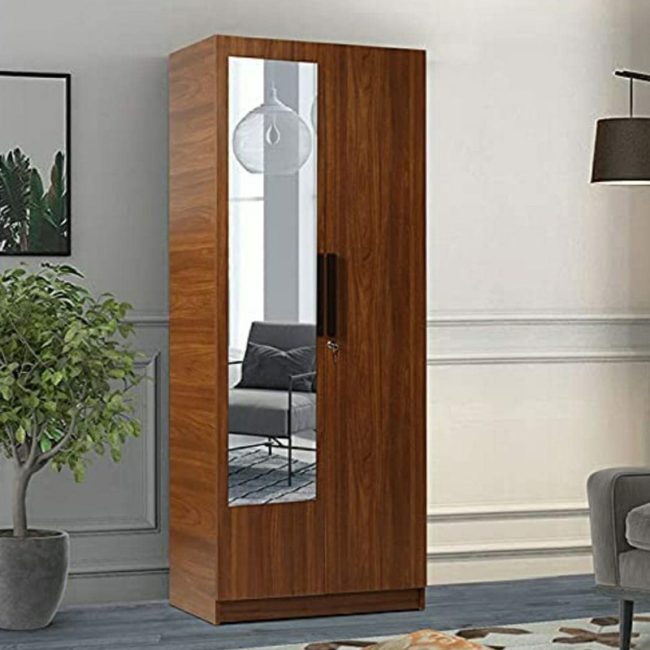 Modern 2 Door Wardrobe with Mirror and Draw