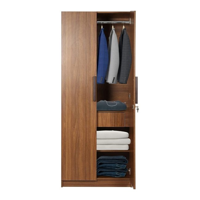 Modern 2 Door Wardrobe with Mirror and Draw