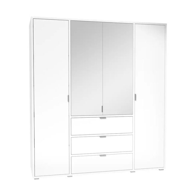 Modern 4 door Wardrobe cabinet in White