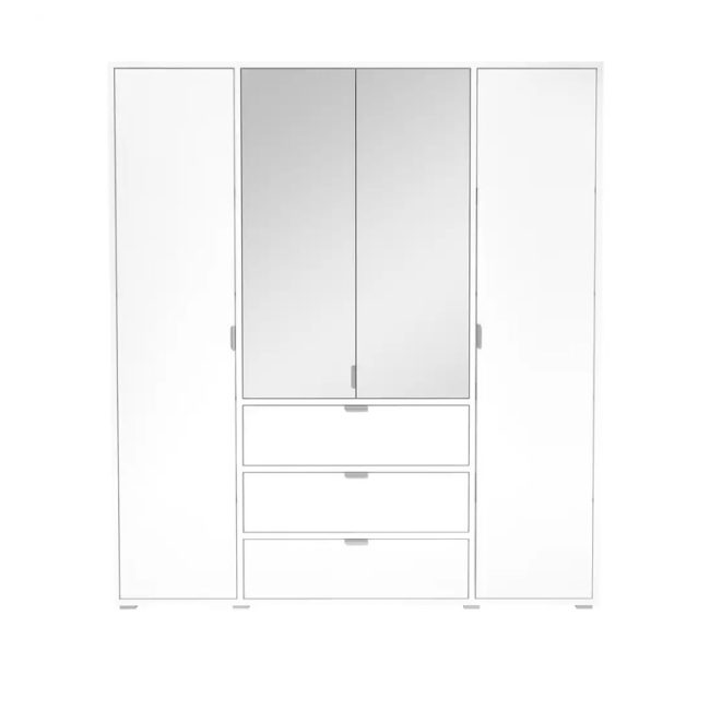 Modern 4 door Wardrobe cabinet in White