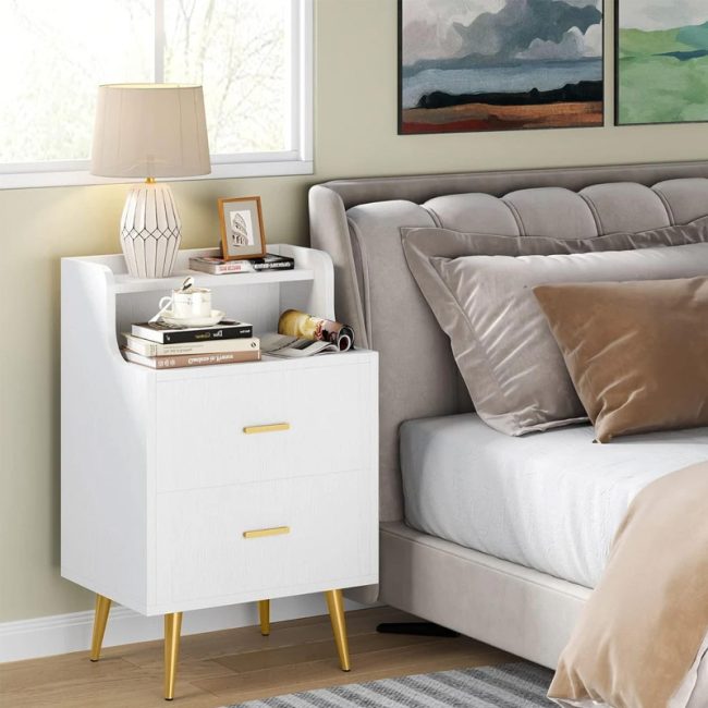 Modern Bedside Table with 2 Drawer