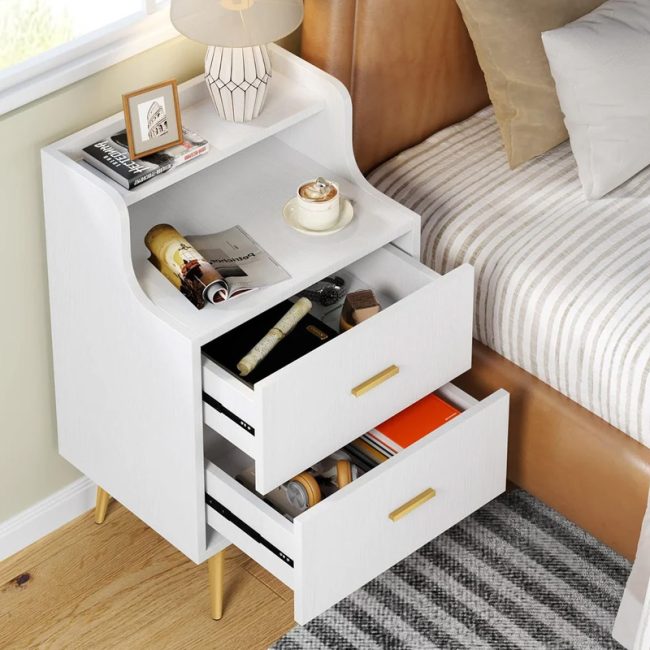 Modern Bedside Table with 2 Drawer