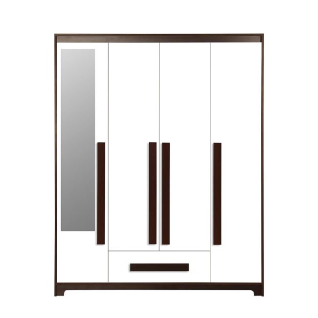 Modern Minimalist 4 Door Wardrobe with Mirror