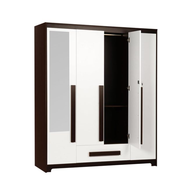 Modern Minimalist 4 Door Wardrobe with Mirror