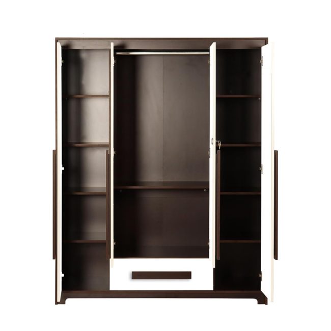 Modern Minimalist 4 Door Wardrobe with Mirror